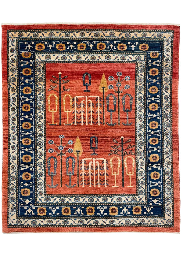 3'4"x3'11" Khamsehbaf Hand Knotted