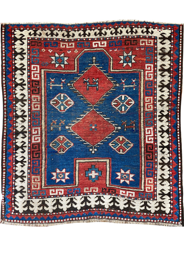 3'4"x3'8" Kazak Bordjalou Hand Knotted