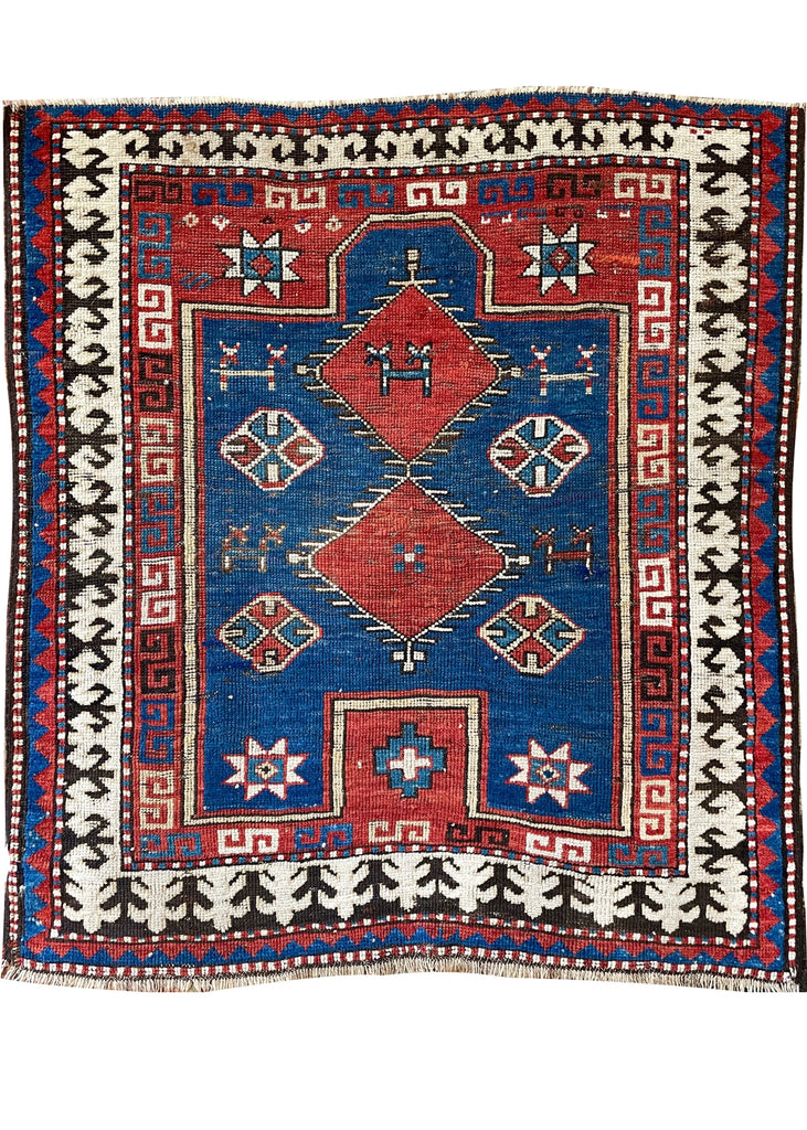 3'4"x3'8" Kazak Bordjalou Hand Knotted