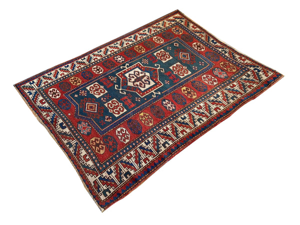 3'4"x4'5" Fachralo Kazak Hand Knotted