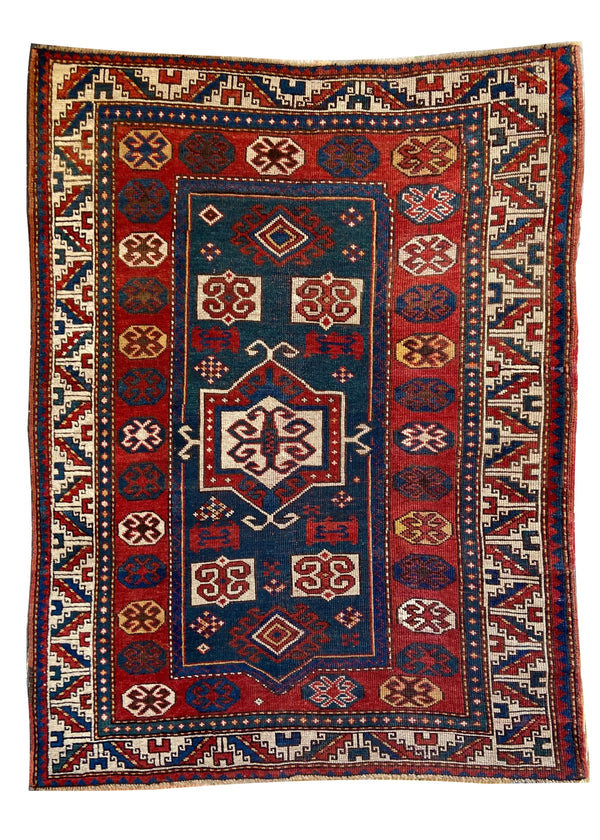 3'4"x4'5" Fachralo Kazak Hand Knotted