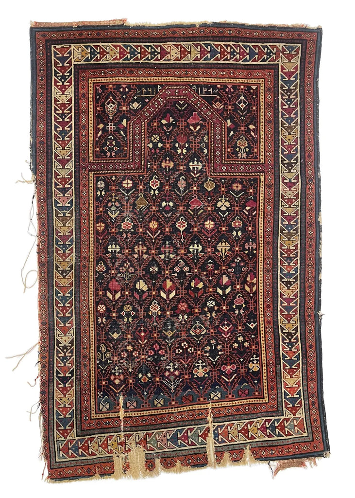 3'4"x4'8" Karabough Prayer Rug Hand Knotted