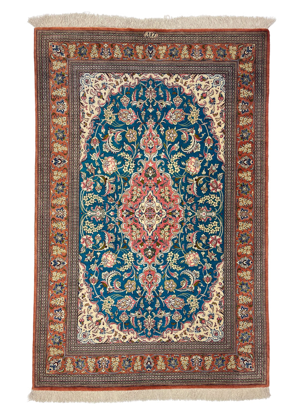3'4"x5'1" Qum Hand Knotted