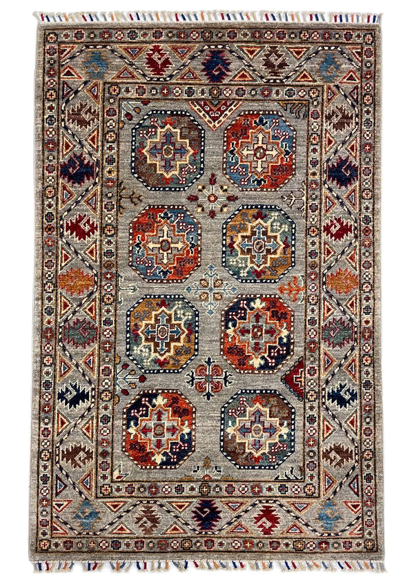 3'4"x5'1" Uzbek Hand Knotted