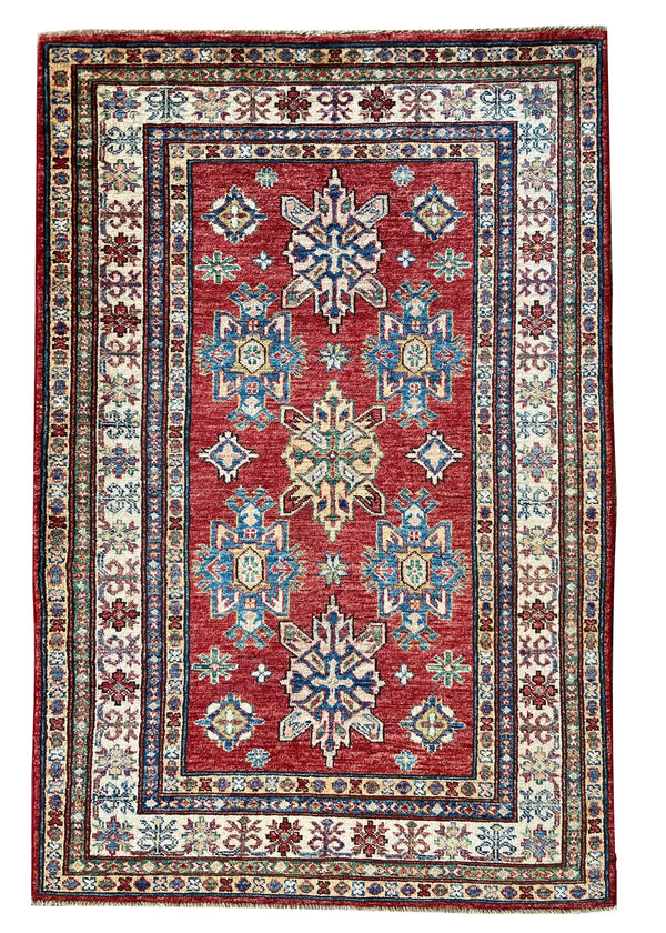 3'4"x5' Afghan-Kazak Hand Knotted