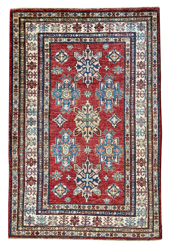 3'4"x5' Afghan-Kazak Hand Knotted