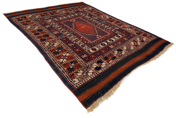 3'5"x4'6" Balikesir Yagcebedir Hand Knotted