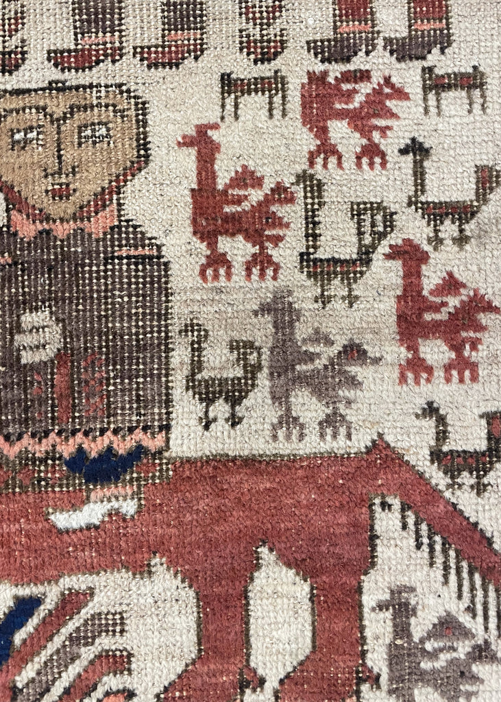 3'5"x5'10" Pictorial Baluch Hand Knotted