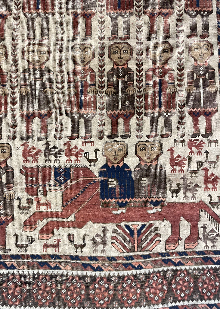 3'5"x5'10" Pictorial Baluch Hand Knotted