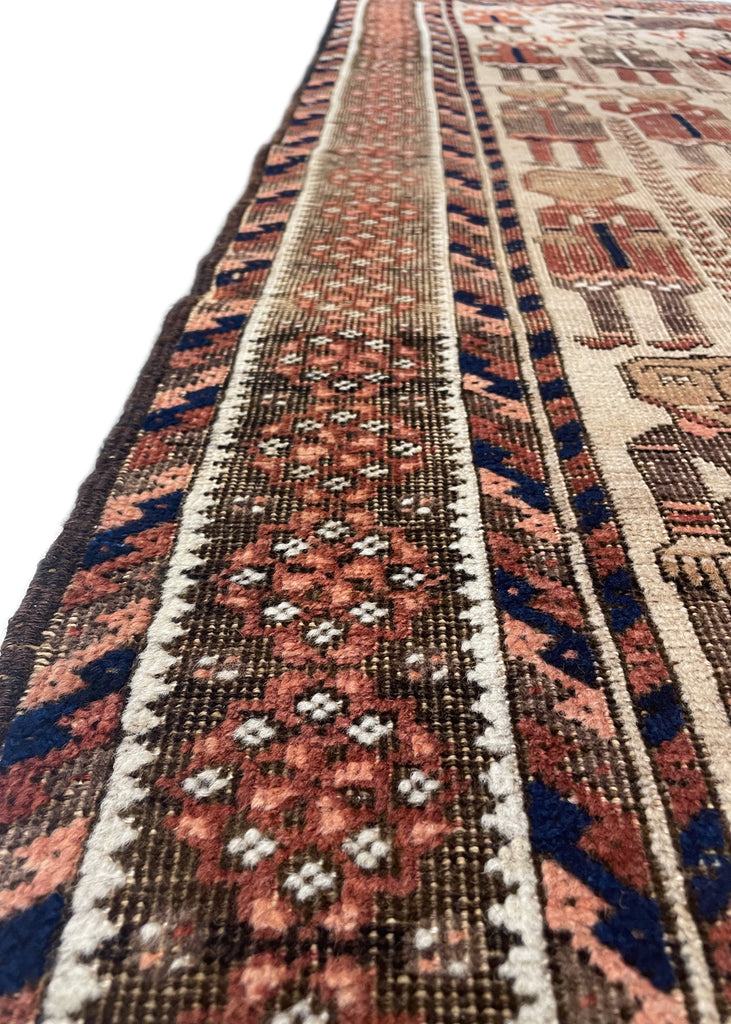 3'5"x5'10" Pictorial Baluch Hand Knotted