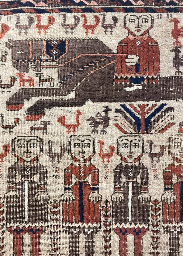 3'5"x5'10" Pictorial Baluch Hand Knotted