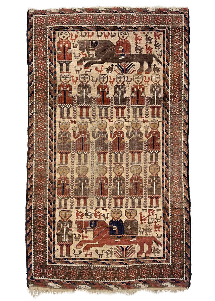 3'5"x5'10" Pictorial Baluch Hand Knotted