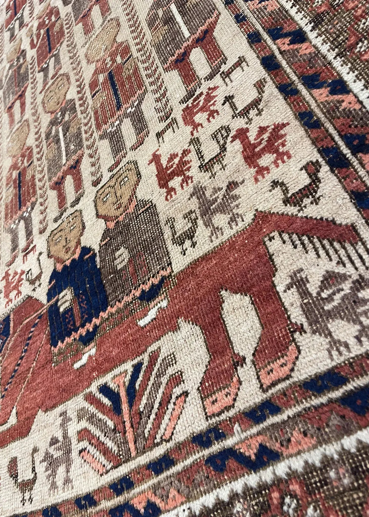 3'5"x5'10" Pictorial Baluch Hand Knotted