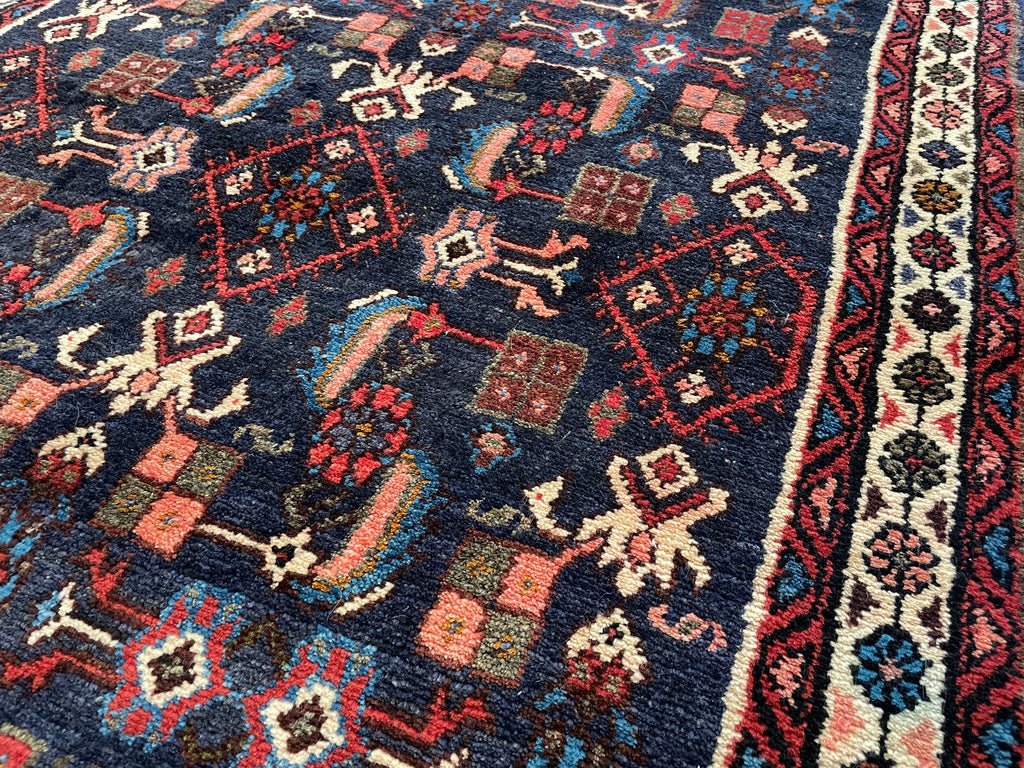 3'5"x9'5" Hamadan Hand Knotted