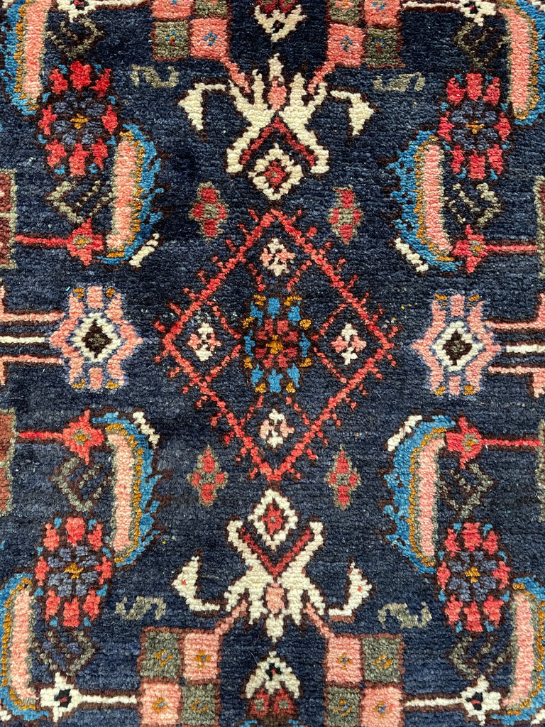 3'5"x9'5" Hamadan Hand Knotted