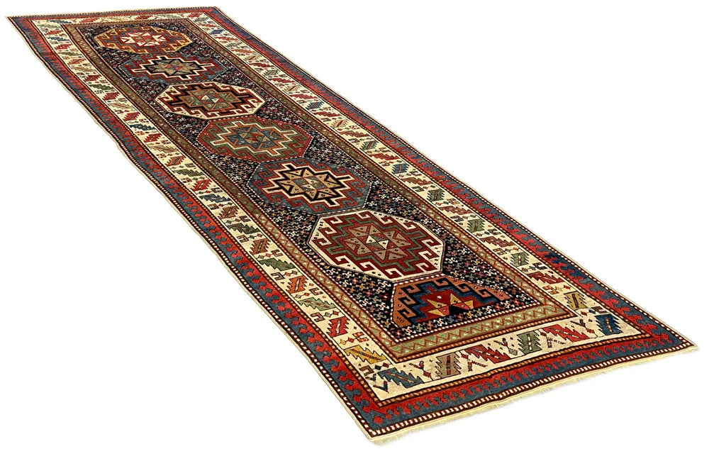 3'5"x9'8" Memling Gul Genje Hand Knotted
