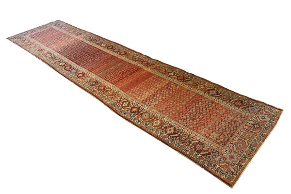3'6"x14'6" Hamadan Hand Knotted