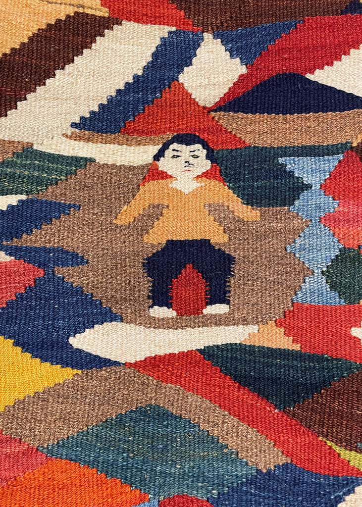 3'6"x5'1" Sennah Kilim Hand Knotted