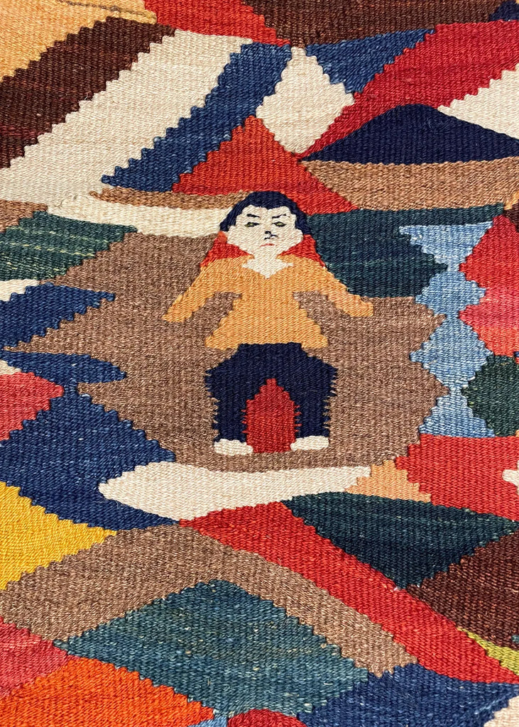 3'6"x5'1" Sennah Kilim Hand Knotted