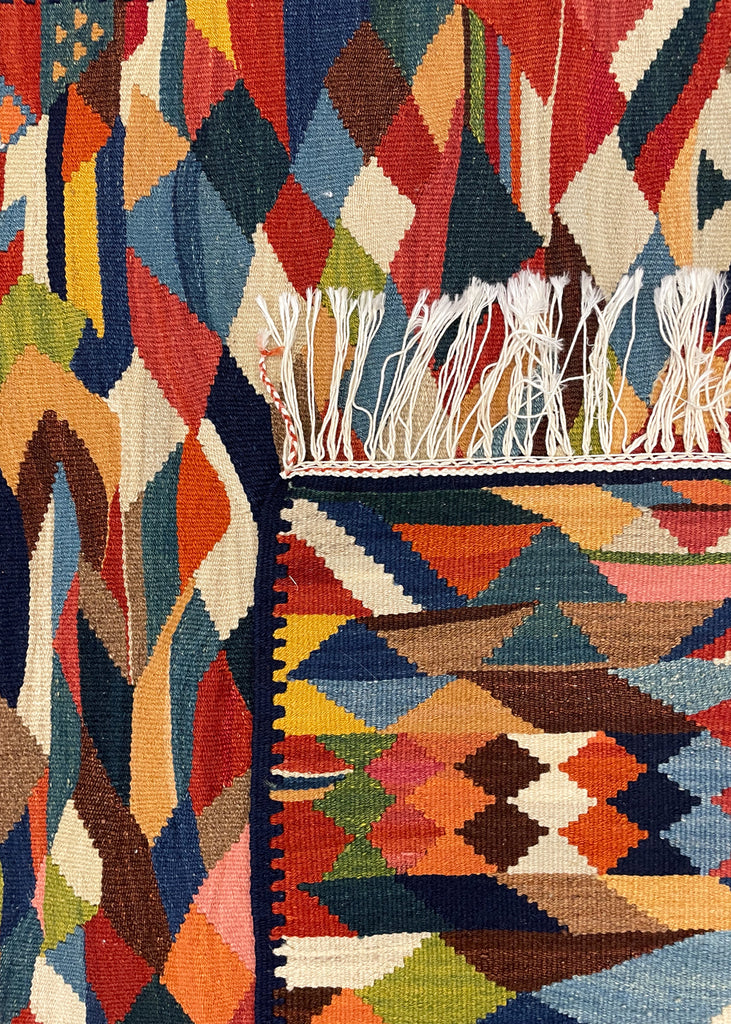 3'6"x5'1" Sennah Kilim Hand Knotted