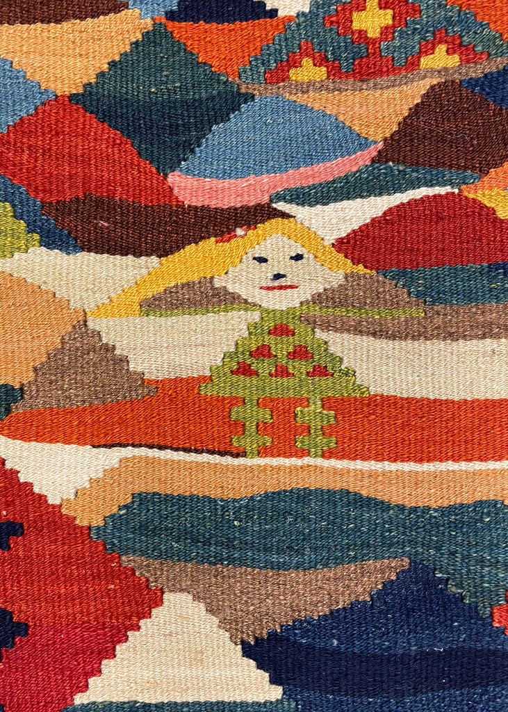 3'6"x5'1" Sennah Kilim Hand Knotted