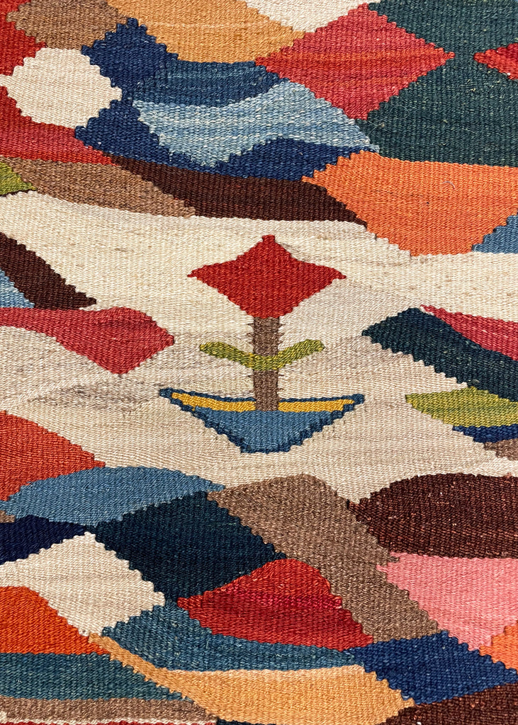 3'6"x5'1" Sennah Kilim Hand Knotted