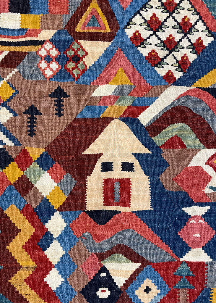 3'6"x5'3" Sennah Kilim Hand Knotted