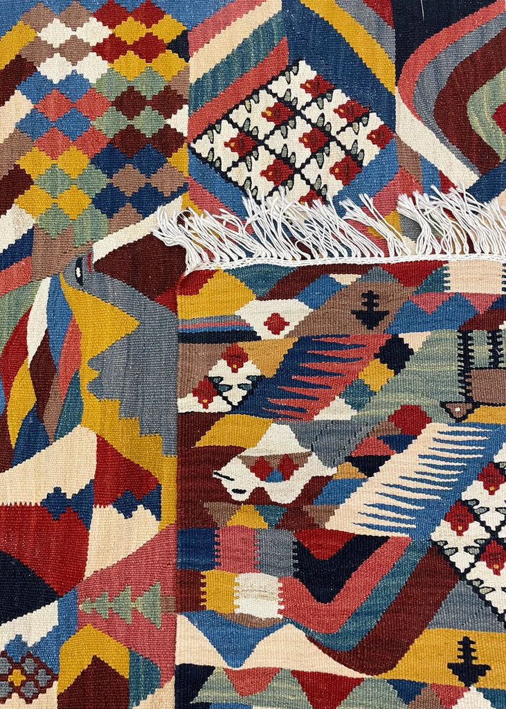 3'6"x5'3" Sennah Kilim Hand Knotted
