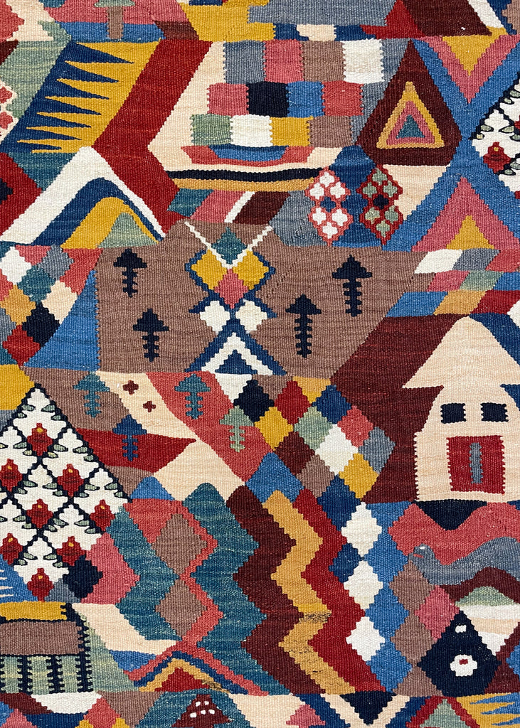 3'6"x5'3" Sennah Kilim Hand Knotted