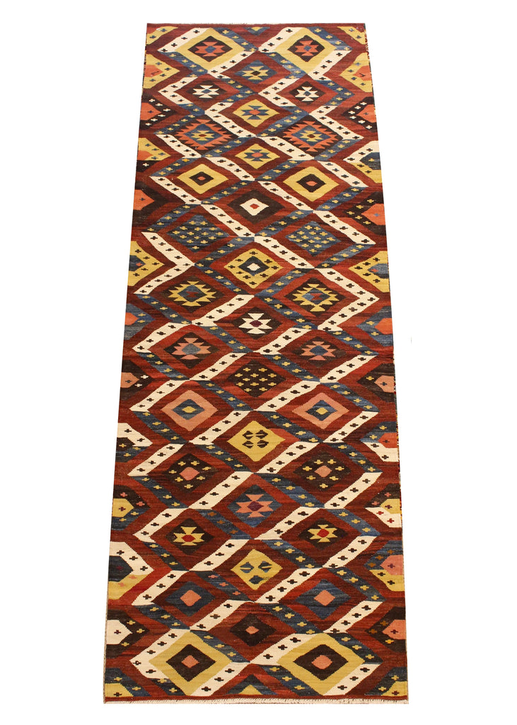 3'6"x9'10" Tribal Kilim Hand Woven