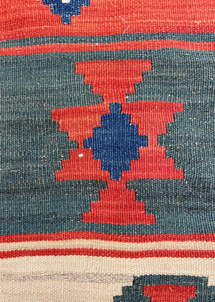 3'7"x10'2" Kurdish Kilim Hand Knotted