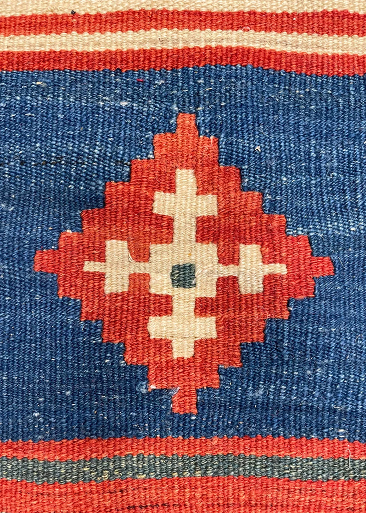 3'7"x10'2" Kurdish Kilim Hand Knotted