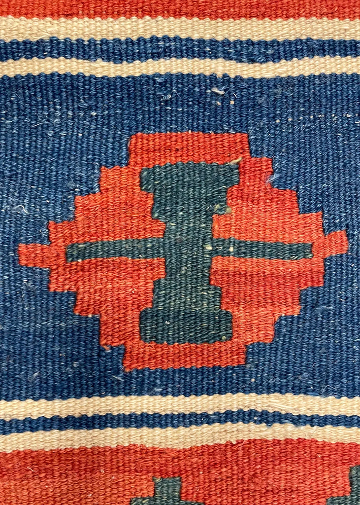 3'7"x10'2" Kurdish Kilim Hand Knotted