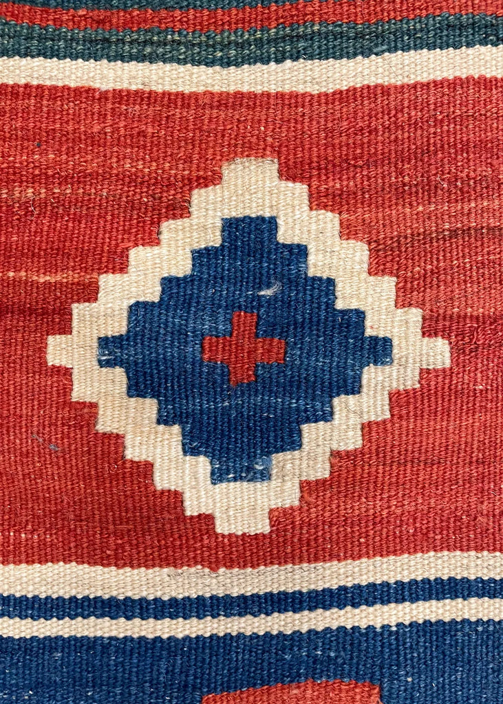 3'7"x10'2" Kurdish Kilim Hand Knotted