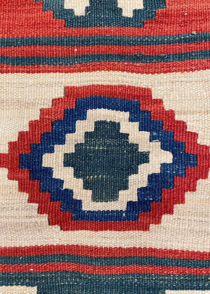 3'7"x10'2" Kurdish Kilim Hand Knotted