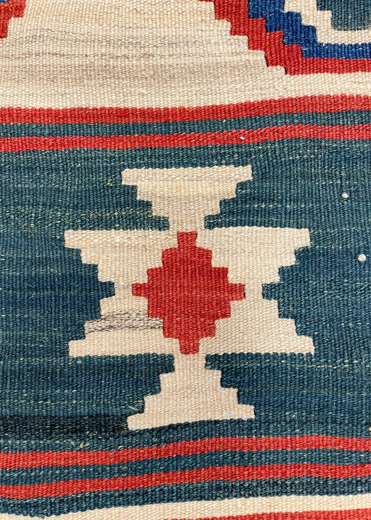 3'7"x10'2" Kurdish Kilim Hand Knotted