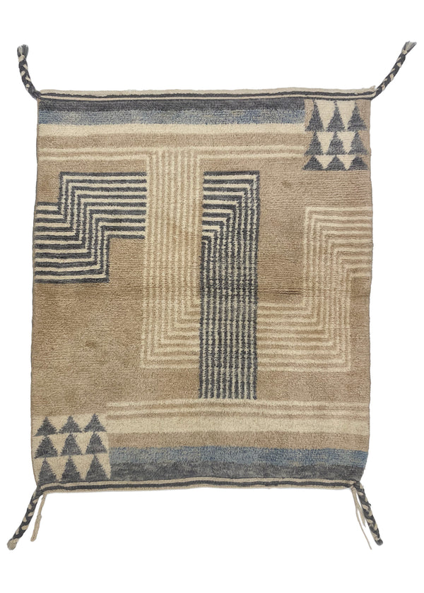 3'7"x4'2" Beni Ourain Hand Knotted