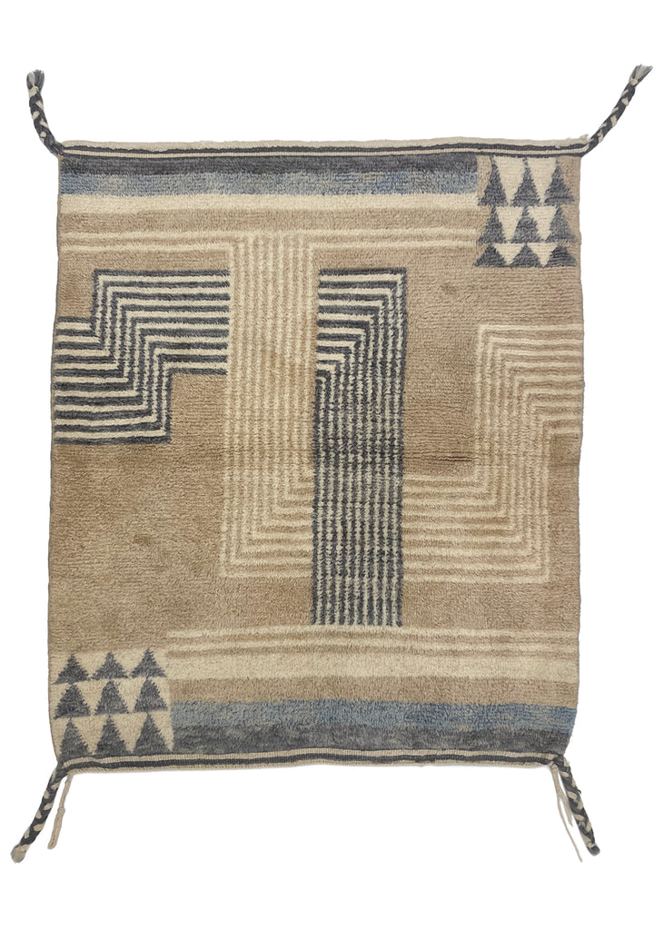 3'7"x4'2" Beni Ourain Hand Knotted