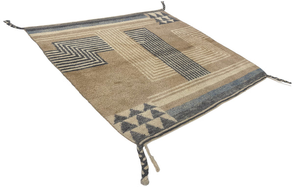 3'7"x4'2" Beni Ourain Hand Knotted