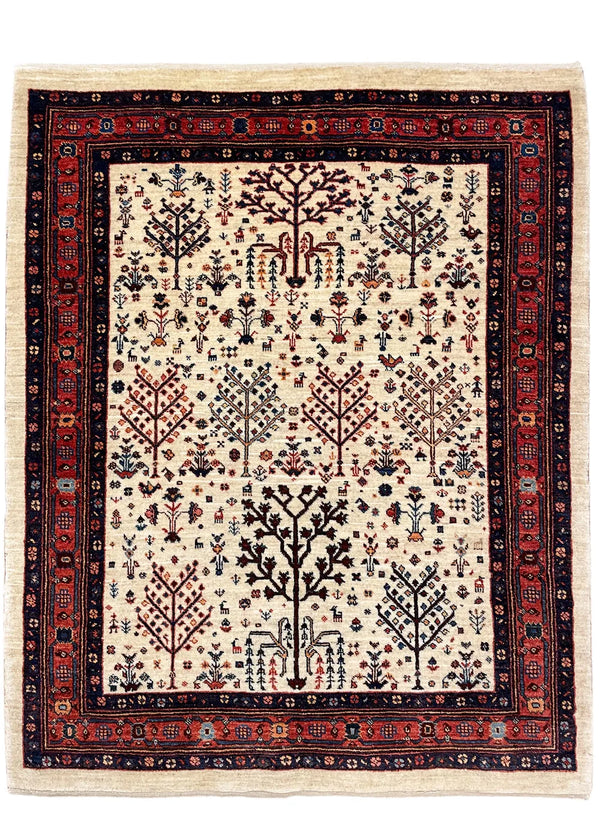 3'7"x4'6" Khamsehbaf Hand Knotted