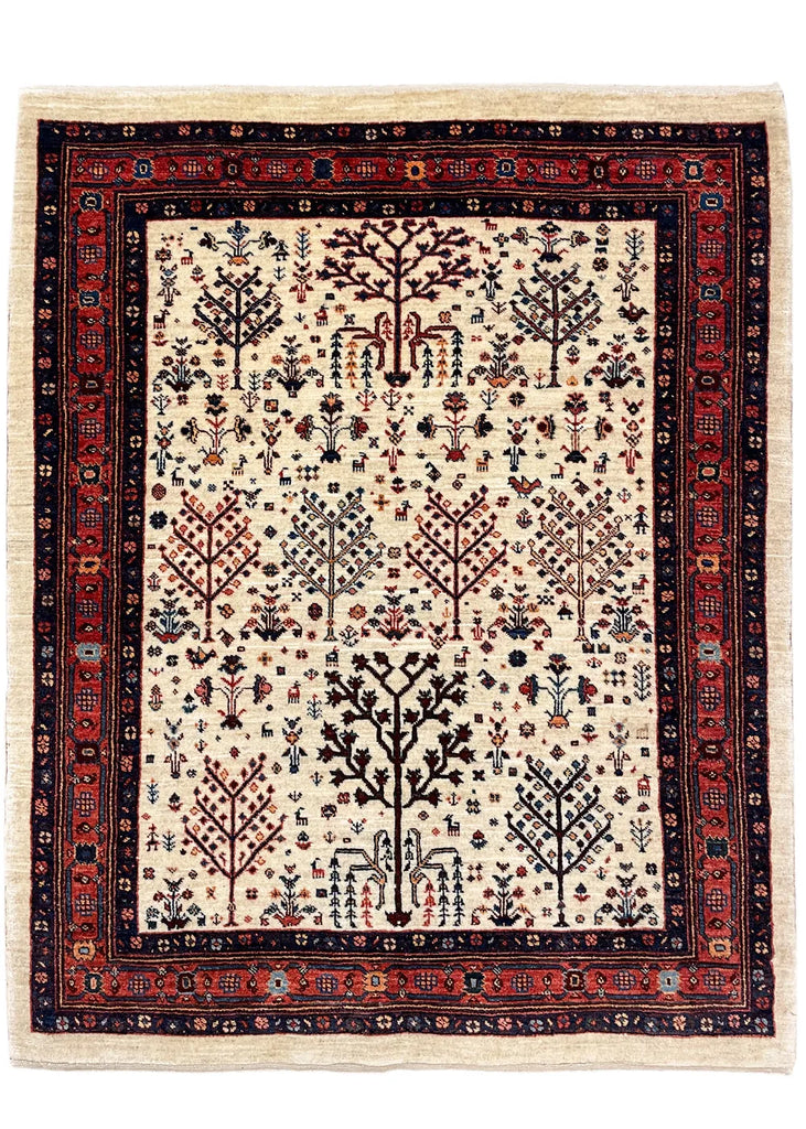3'7"x4'6" Khamsehbaf Hand Knotted