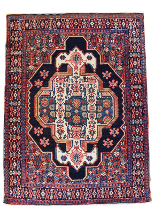 3'7"x4'9" Sennah Hand Knotted