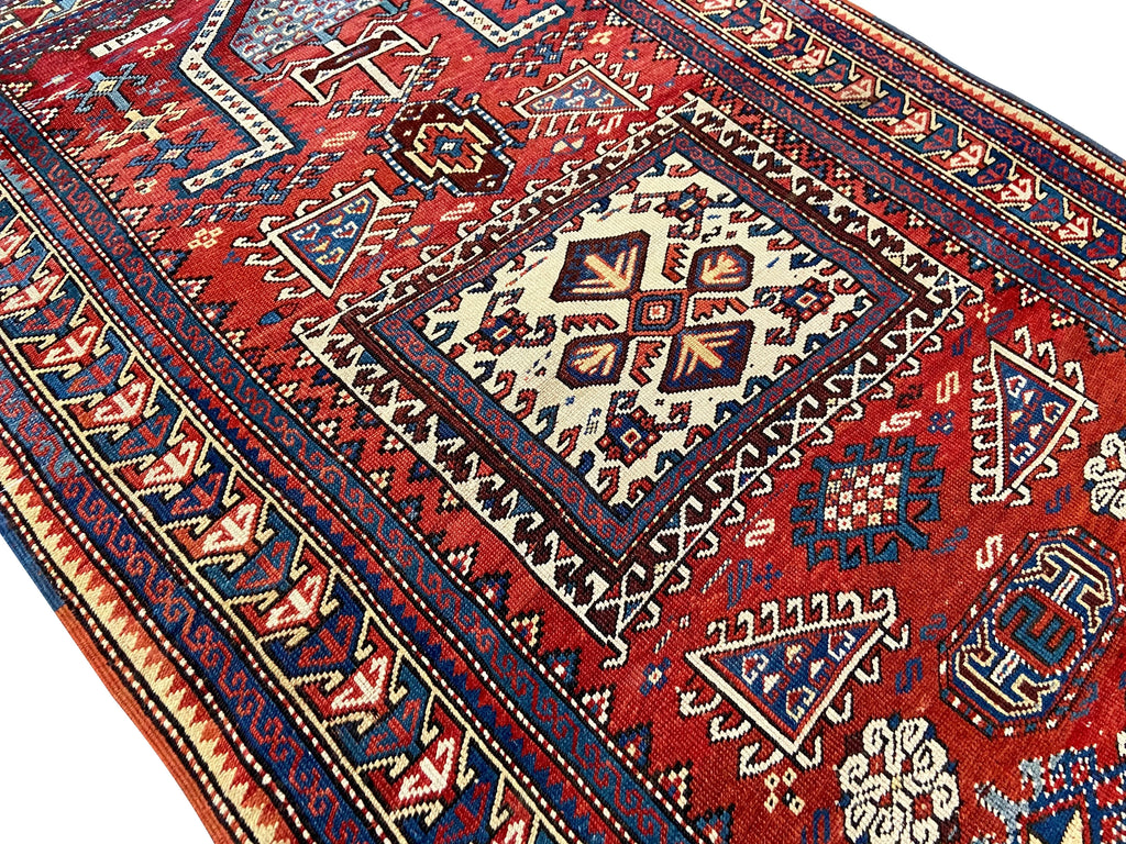 3'7"x5'5" Kazak Prayer Rug Hand Knotted