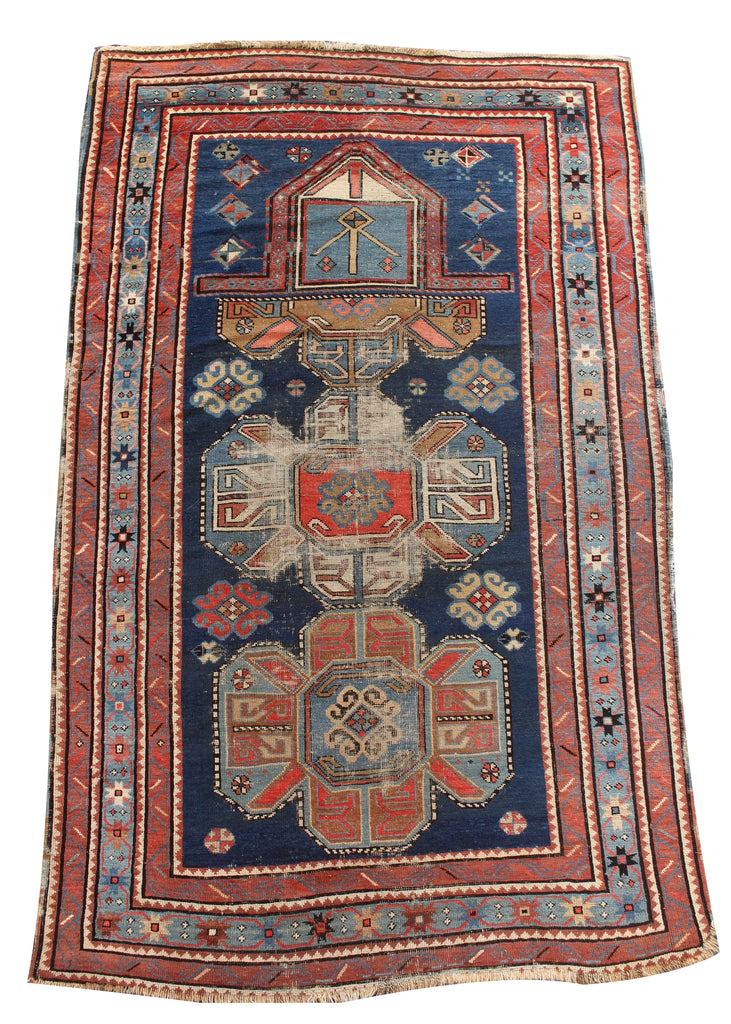 3'7"x5'8" Shusha Prayer Rug Hand Knotted