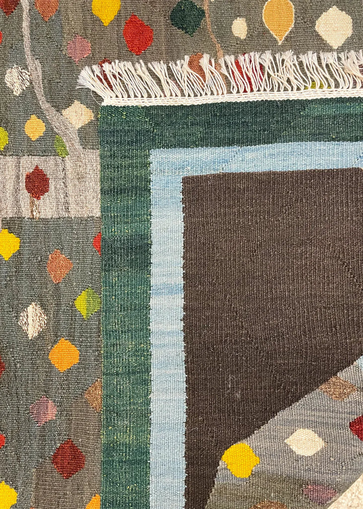 3'7"x5' Sennah Kilim Hand Knotted