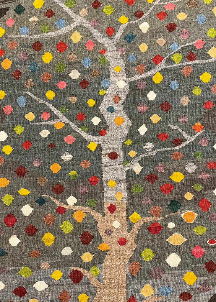 3'7"x5' Sennah Kilim Hand Knotted