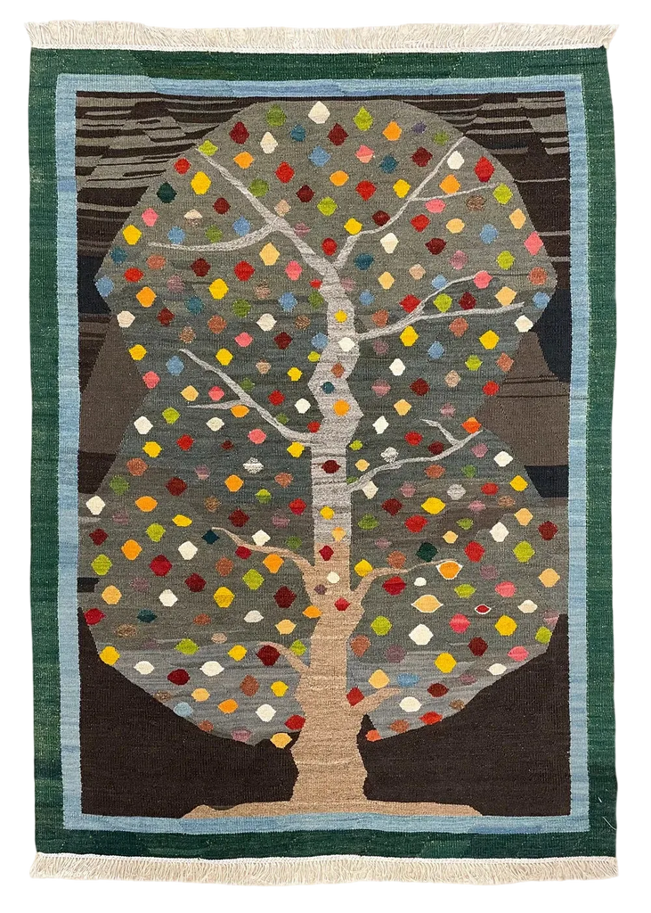 3'7"x5' Sennah Kilim Hand Knotted