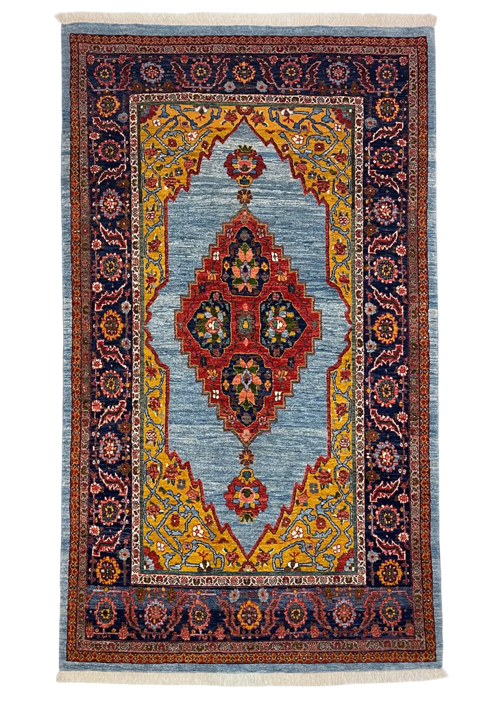 3'7"x6'1" Halvai Bijar Hand Knotted