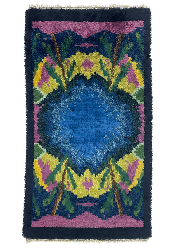 3'7"x6'7" Mid Century Modern "Rya" Hand Knotted