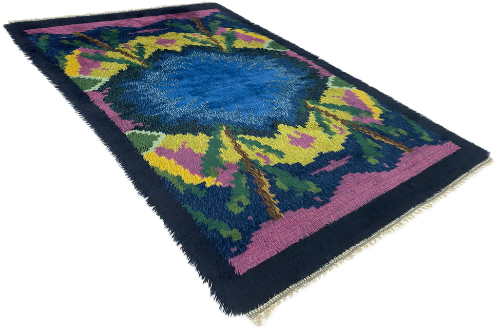 3'7"x6'7" Mid Century Modern "Rya" Hand Knotted